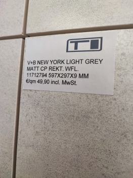 V+B NEW YORK LIGHT GREY MATT REKT.