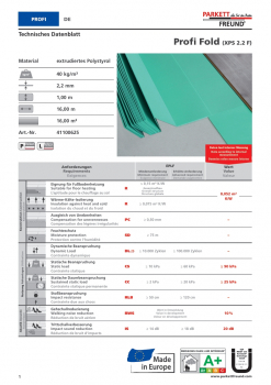 Parkettfreund Trittschalldämmung Profi Fold XPS 2.2 F 2,2 mm 1,00x16,00 m Faltplatte