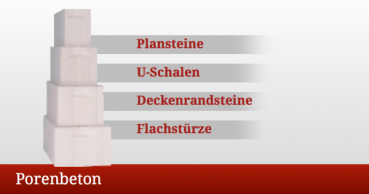 12 P. Plansteine PP2/0,4 - 11,5 x 17 x 50 cm - 146,88 m² - inkl. 300 Kg Kleber